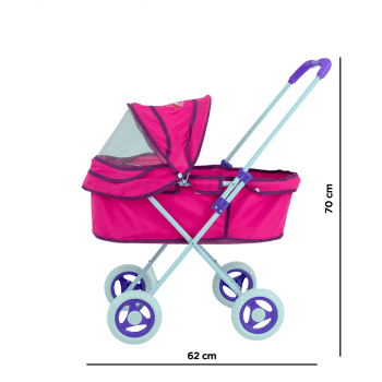 Carrinho de Boneca Para Bebê Reborn Shine Princess - Pink